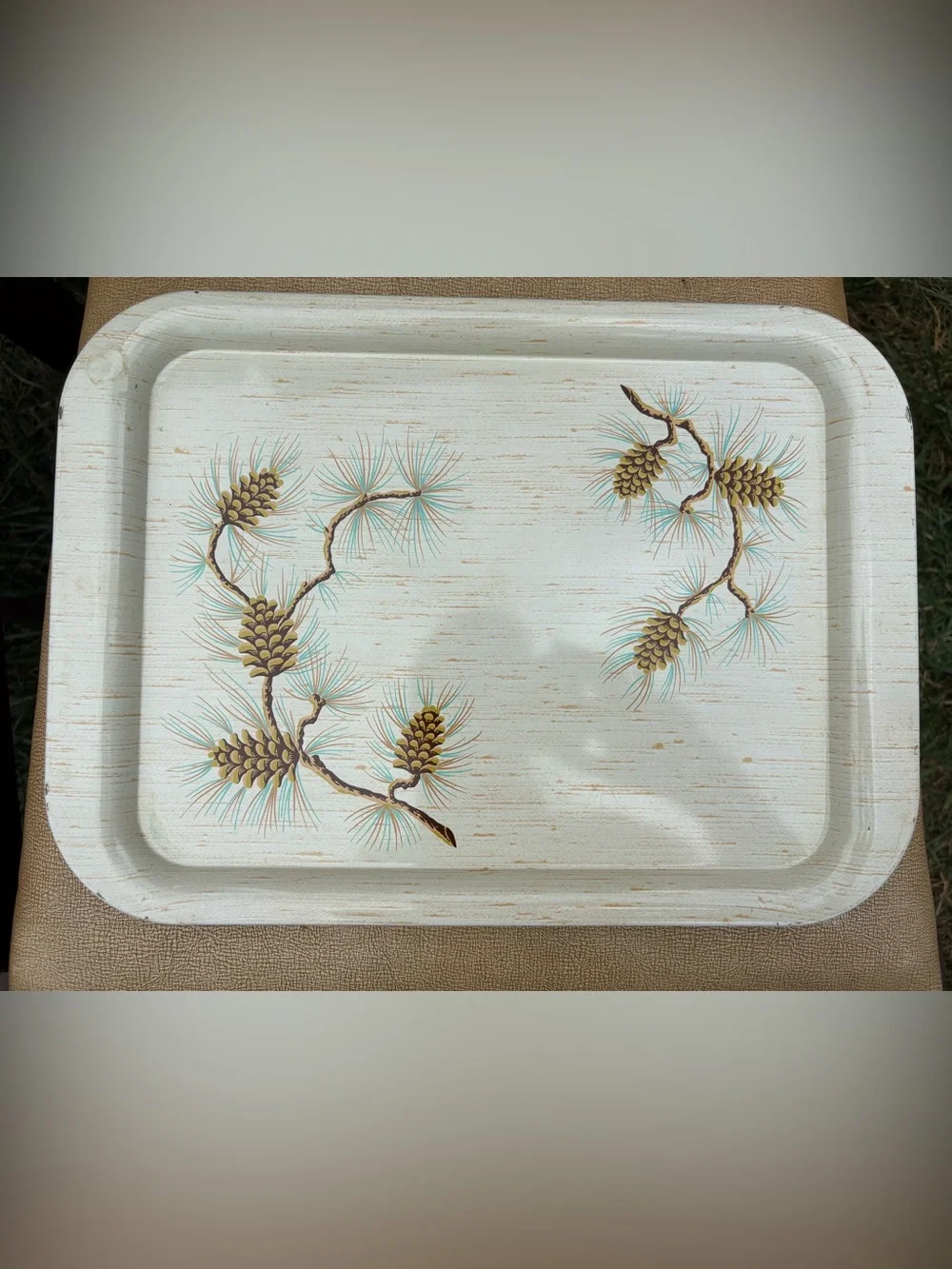 Vintage Metal Pinecone Branch Serving Trays set of four